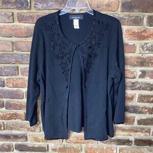 Jones New York Black Beaded Heavyweight Cardigan Sweater Women's Size 1X